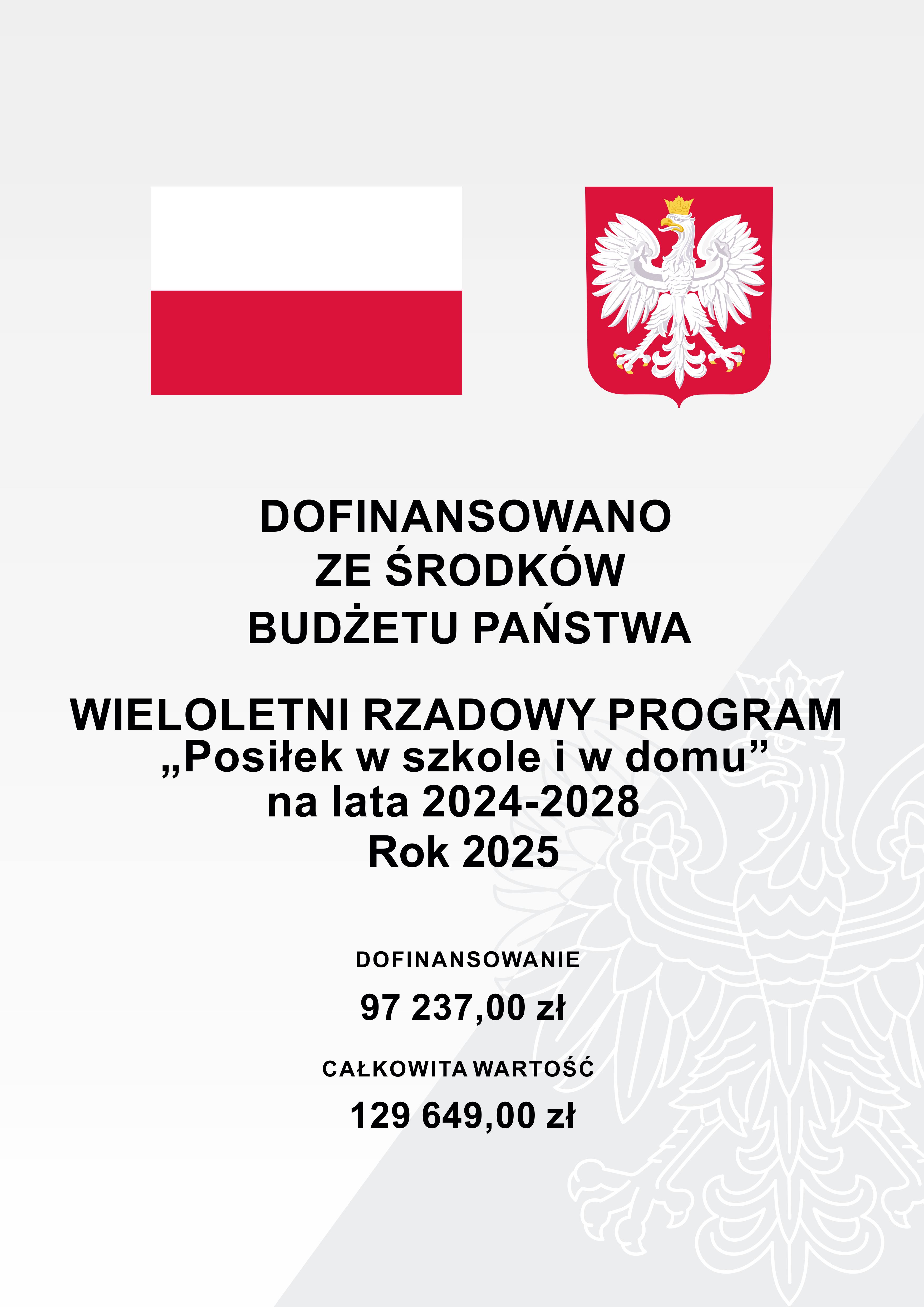 plakat informacyjny programu posiłek w szkole i w domu