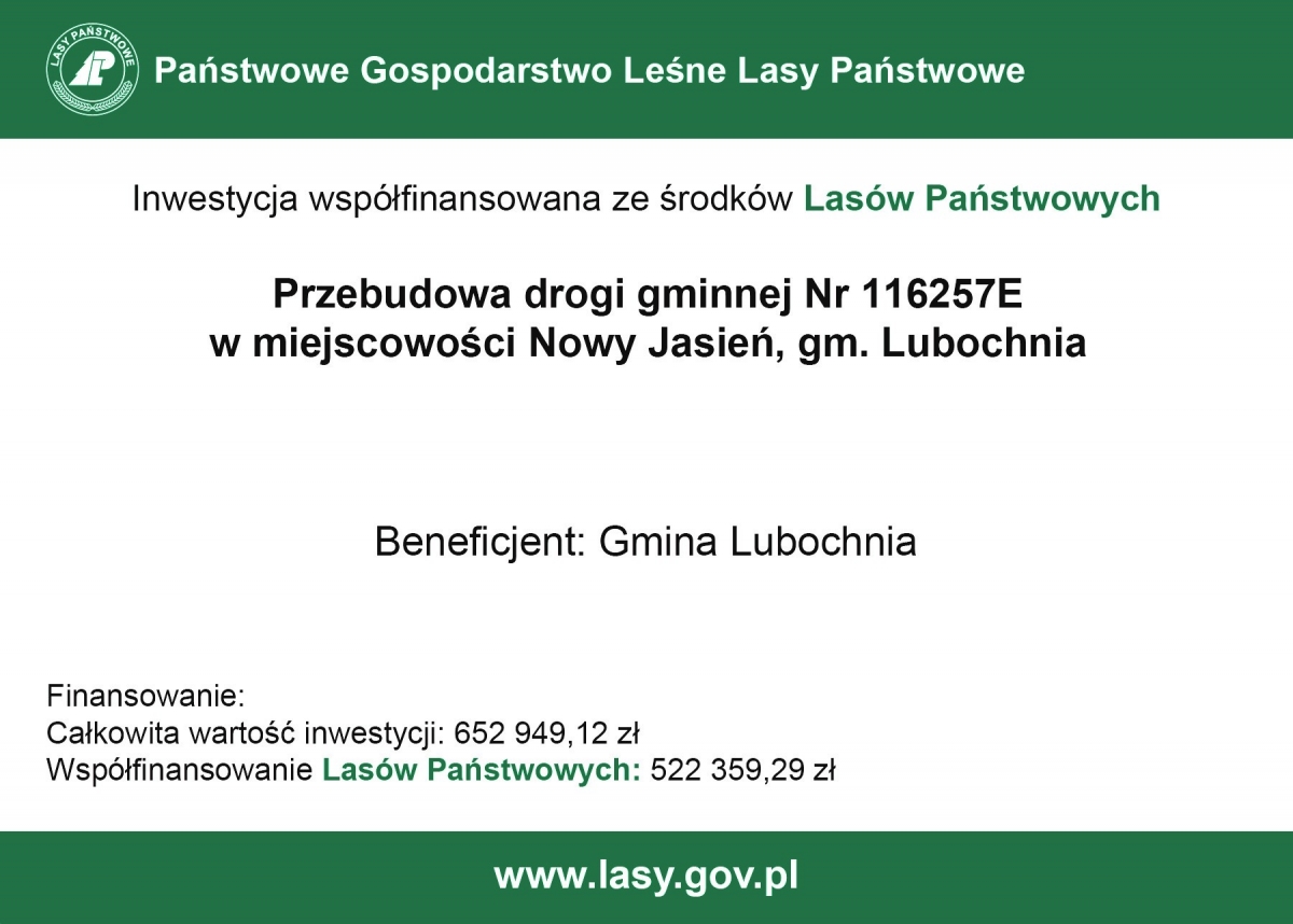 Tablica informacyjna Nowy Jasień Lasy Państwowe