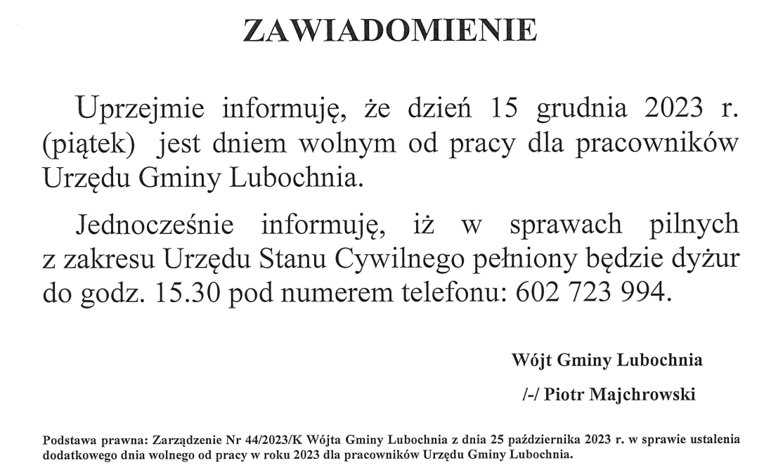 zawiadomienie